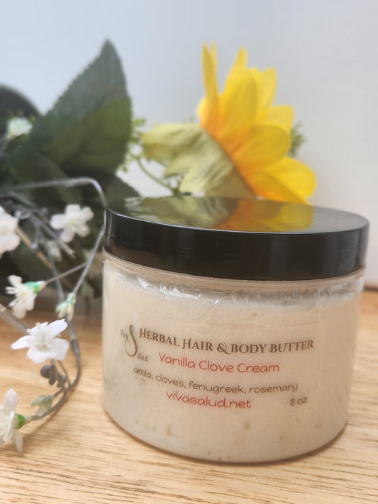 Vanilla Clove Cream Herbal Hair and Body Butter - 8 oz